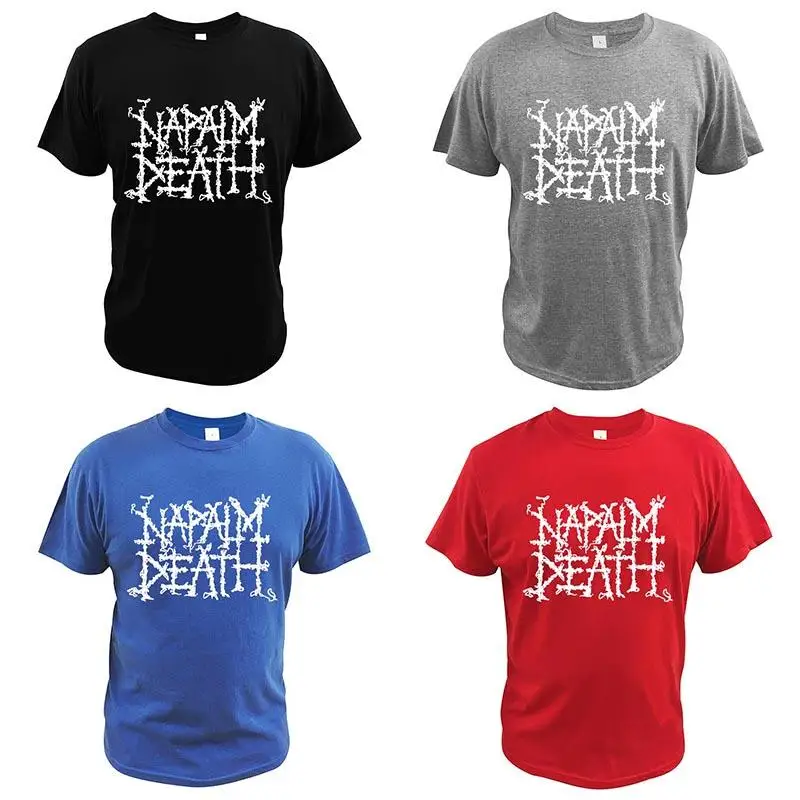 Fajne Napalm Death Logo męskie t-shirty angielski zespół Grindcore Death Metal kochanek koszule wygodne letnie bawełniane koszulki z z okrągłym