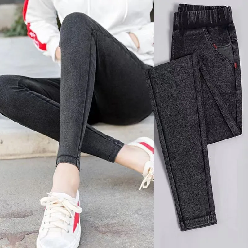 

Women 2023 New Spring and Autumn Elastic Waist Jeans Slim Fit Outwear Leggings Thin High Waist Slim Small Foot Pencil All-match