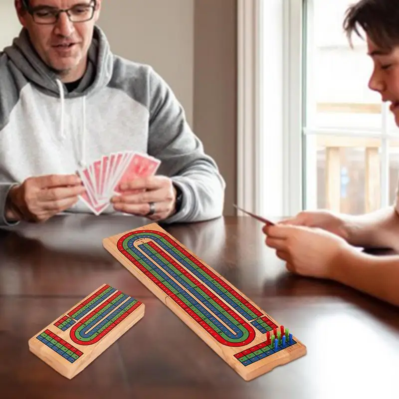 Unique Wooden Cribbage Boards Upgraded Classic 3-Track Cribbage Board Set Pocket-sized Portable Travel Board Game For All Ages