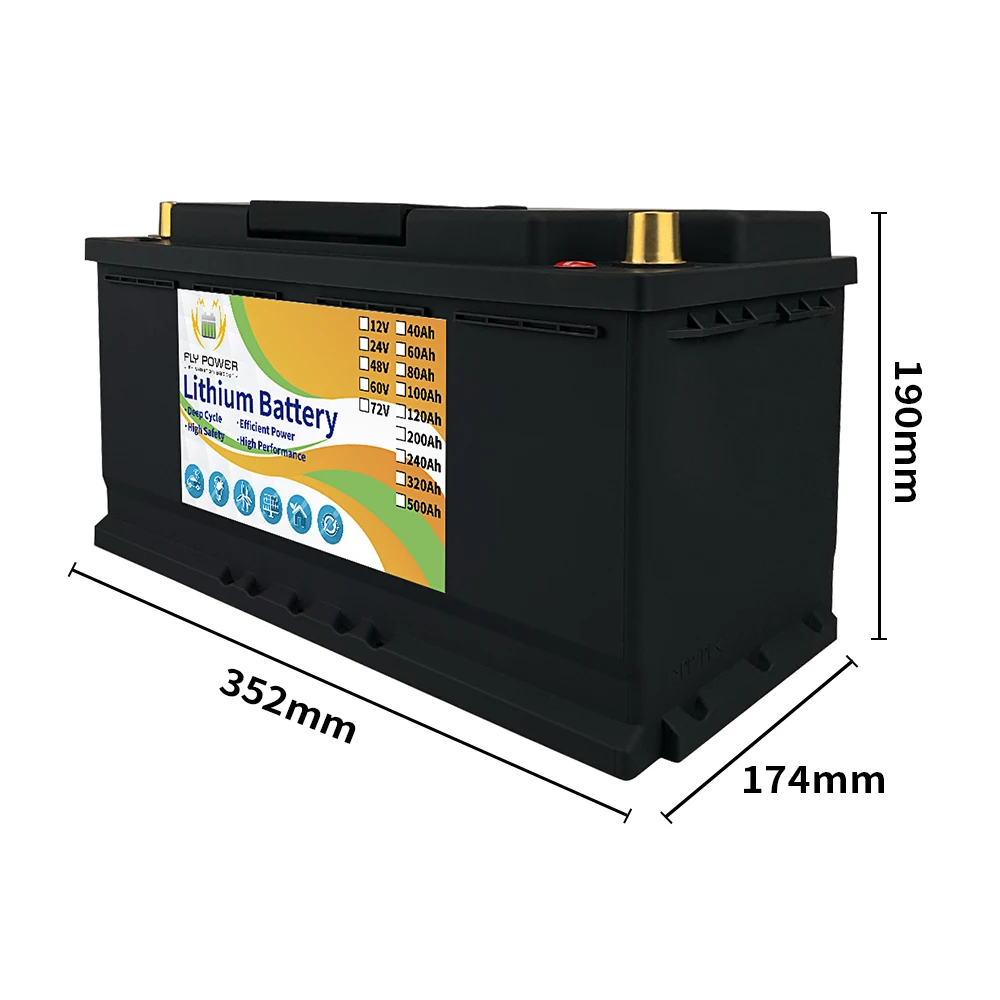 FLYPOWER 12/24/36V 30 80 100 200Ah LiFePO4 Iron Phosphate Energy Battery Pack With BMS For Golf Cart RV Campers 4000 Cycles