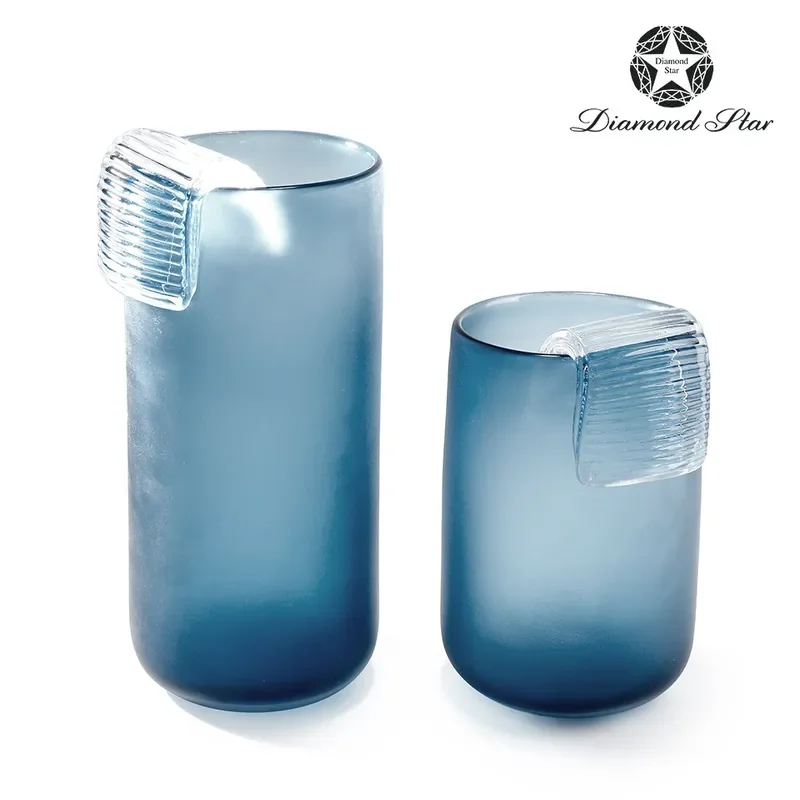 for Diamond Star Handmade Glass Vase Modern Colorful Home Decor Light Luxury Craft Decoration Blue 5