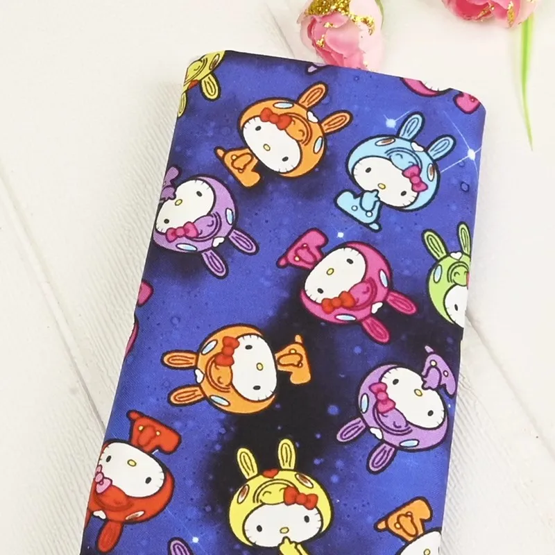 

Miniso Hello Kitty 100% хлопчатобумажная ткань, материал для шитья, лоскутное шитье, сделай сам, ткань для квилтинга, детская одежда, материал платья