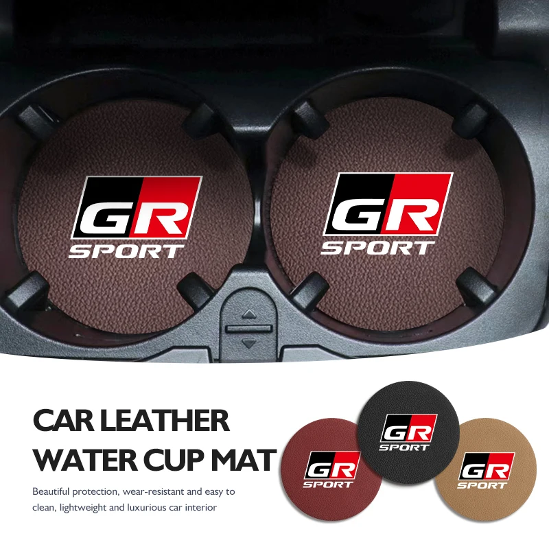 For Toyota 2pcs Suede Car Coasters Water Cup Slots Non-Slip Mat Drink Pads RAV4 Camry Avalon Avensis Runner Verso Fortuner Venza