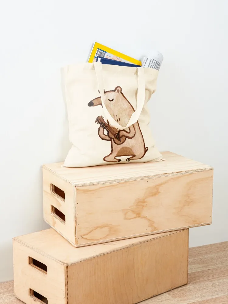 Ukulele Bear Tote Bag Canvas shoulder bag female bag Cloth bags cute pouch