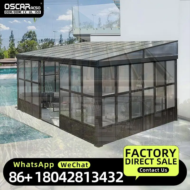 Folding Heat Insulating Anti rust Aluminium Gable Glass Sunroom Enclosures in Stock for Winter Use in US Backyards and Patios su