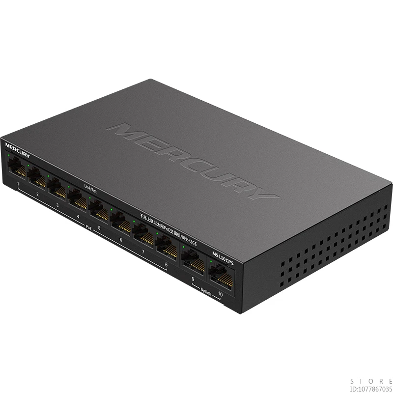 MERCURY 8-port 10/100Mbps PoE @65W+2 Ports Gigabit Uplink Network Switch Unmanaged, Ethernet Splitter, Plug & Play MSL10CP