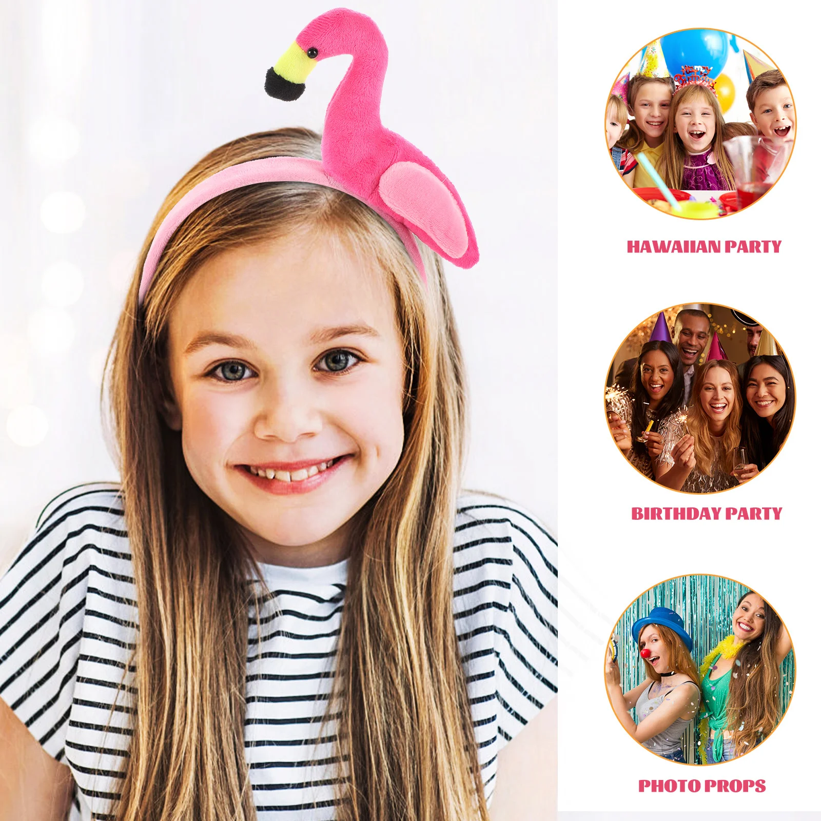 Diadema de flamenco creativa para fiesta, accesorios para el cabello para mujer, decoración hawaiana para cumpleaños y playa, 2 uds.