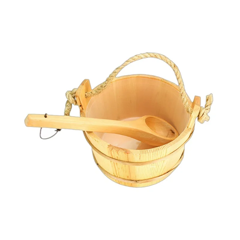 

Sauna equipment bucket wooden spoon, sweat drying steam room accessories SAWO