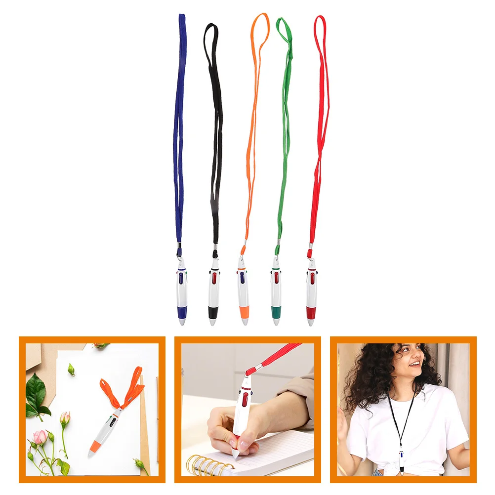 

5Pcs Retractable Multi-Color Ballpoint Pen Compact Writing Tool for Office School Nursing Work Notes Party Favors Hanging