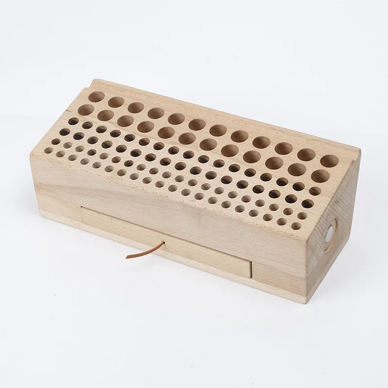 

Leather Hand Stitched Tool Holder Beech 98 Holes with Drawer Print Tool Holder Storage Box Tools Alpicool