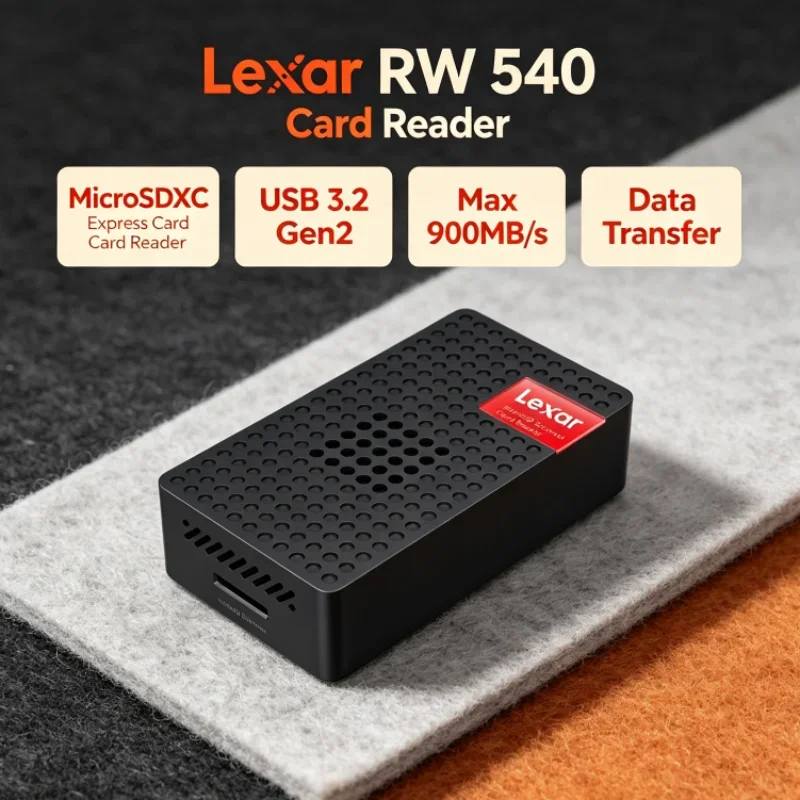Lexar RW540 Max 900MB/s MicroSDXC Express Card Reader PLAY PRO MicroSD Card Reader Built-in Fan for Switch 2 Data Transfer