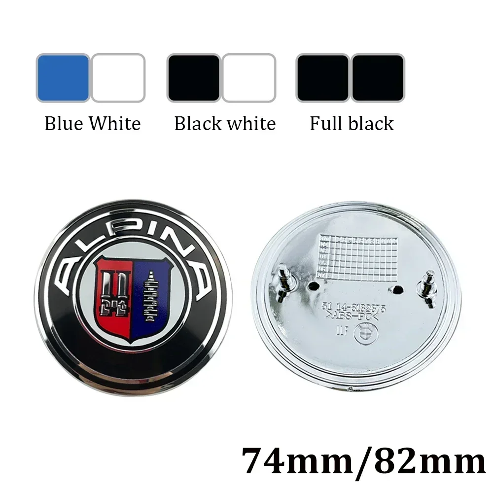 2pcs 82mm 74mm for E46 E39 E38 E90 E60 Z3 Z4 X3 Blue White Chrome Base front/rear boot badges hood trunk Emblem car Accessories