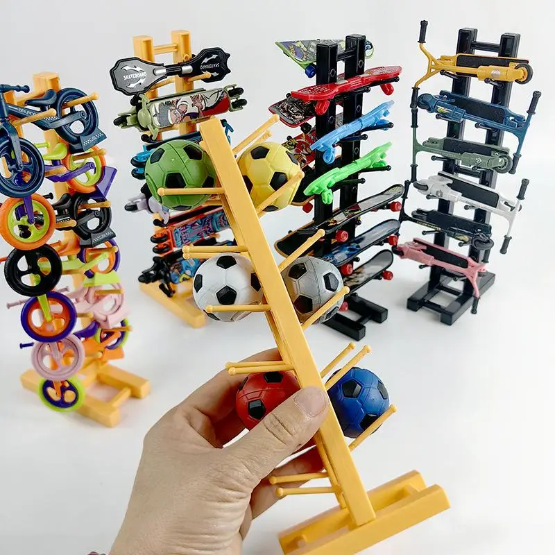 Simple Multifunctional Storage Organizer Plastic Display Stand Children's Finger Skateboard Balance Bike Soccer Ball Toy Set
