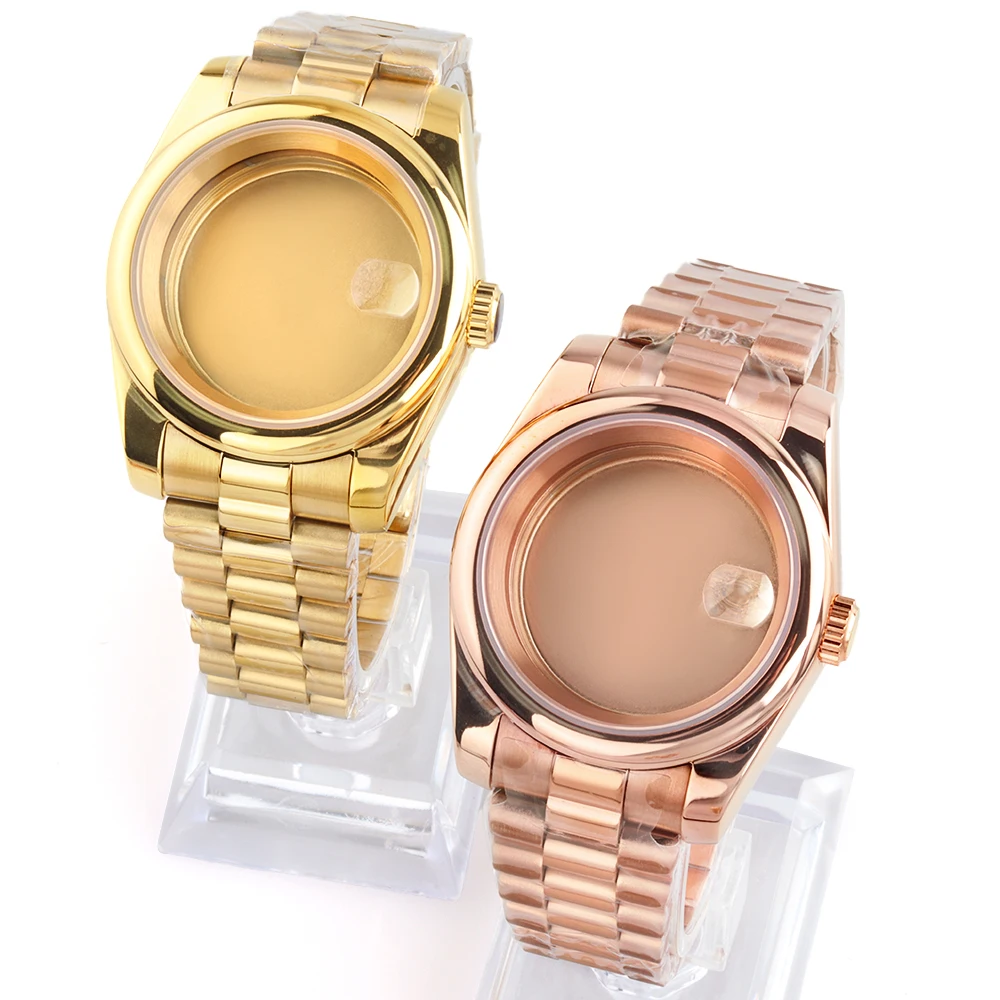 

Stainless Steel NH35 36mm 39mm Case Presidential Bracelet Strap Waterproof For NH35 NH36 Movement 28.5mm Dial Sapphire Glass