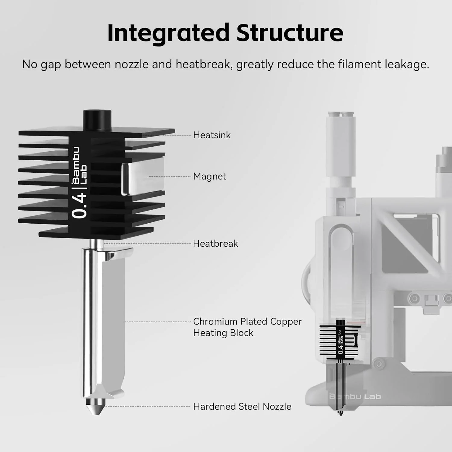 Bambu Lab Original 0.4MM A2L Nozzle Assembly Hotend Kit 0.2MM Stainless Steel 0.6 0.8MM Hardened Steel A2L Series 3D Parts