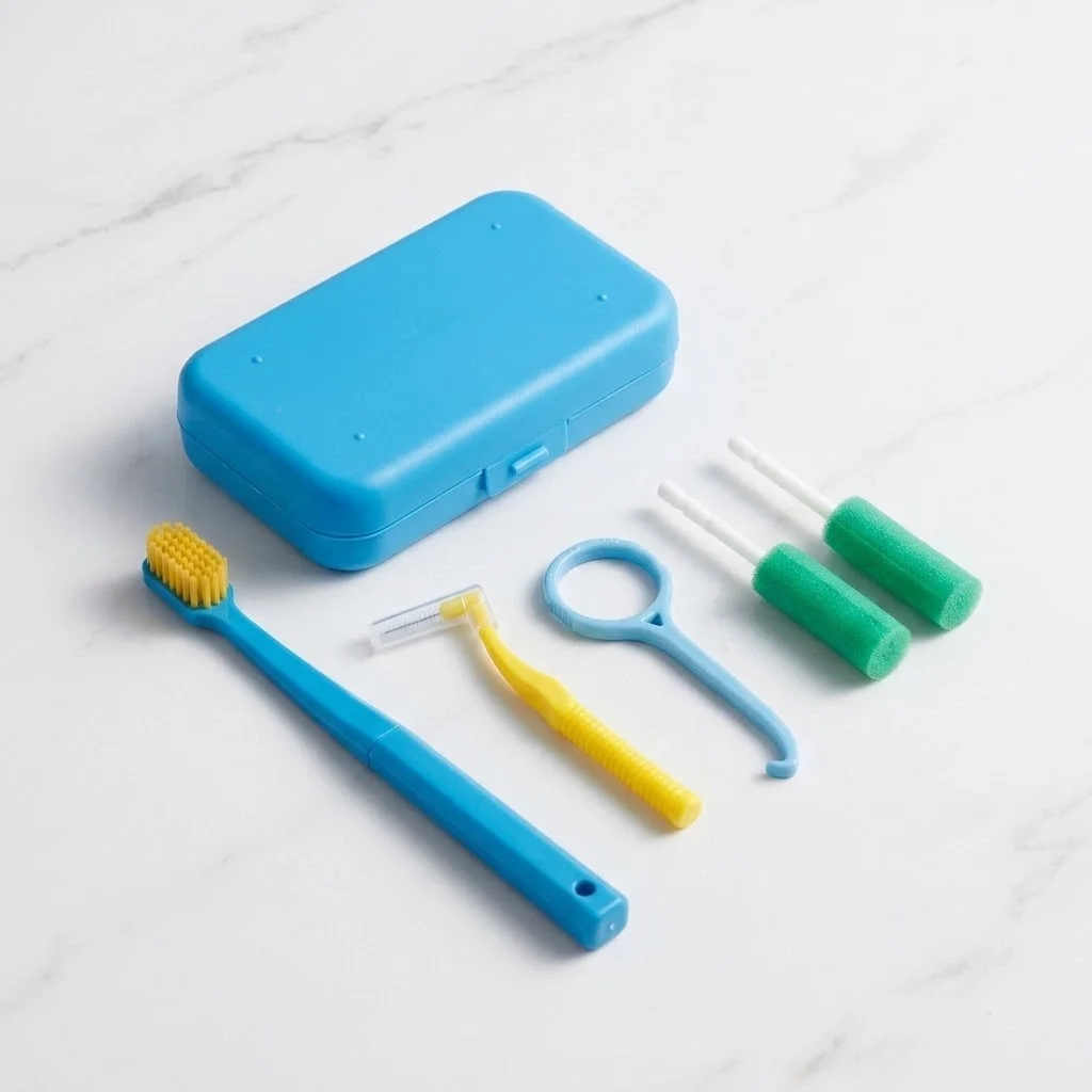 Orthodontic Oral Cleaning Kit Travel Toothbrush Case Foldable Toothbrush Interdental Brush Orthodontic Wax Teeth Whitening Tools