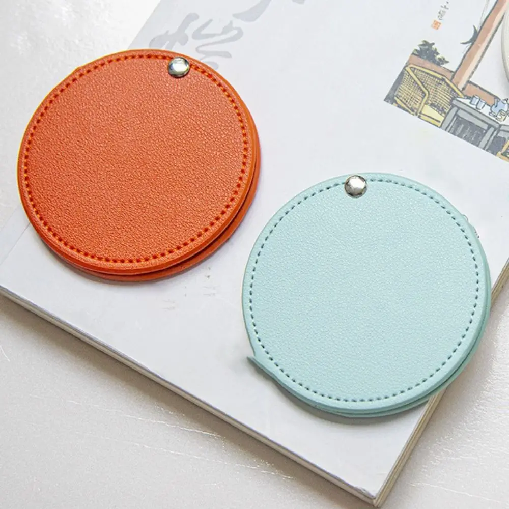 Round Leather Rotating Mirror 360 Degree Rotation Mini Round Beauty Mirror No Deformation Folding Pocket Mirror Desktop