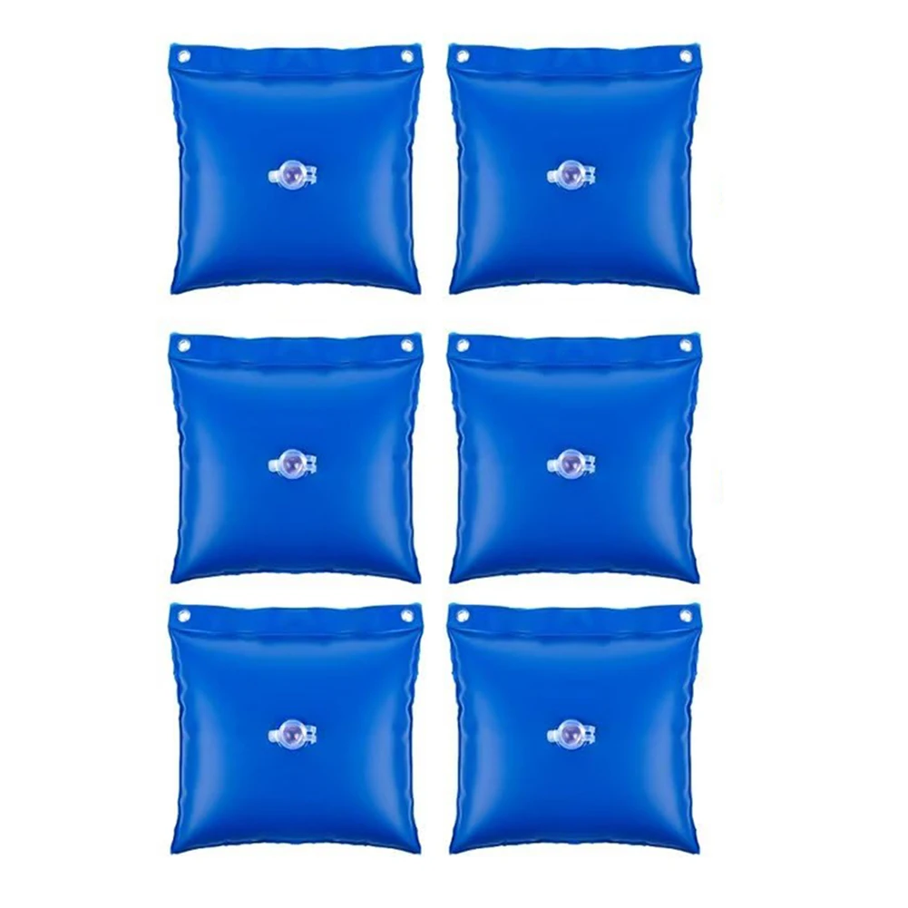 6 Piece Pool Cover Weights Water Bags with Leak for proof Seal and Hooks for Above Ground Pool Covers to Keep Cover Firmly in