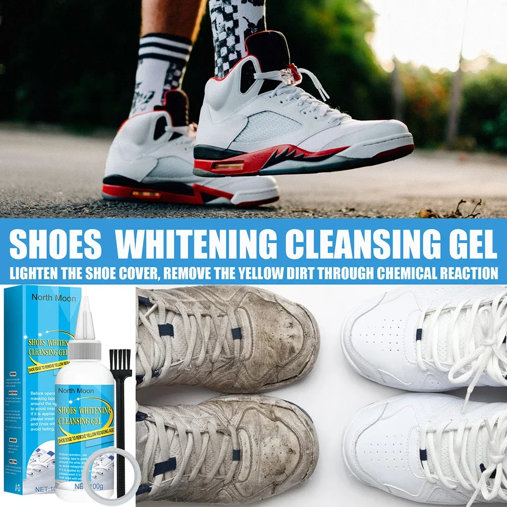 30/100ml White Shoes Cleaner with Tape & Brush Shoes Whitener Multifunction White Shoe Cleaning Agent for Canvas Fabric