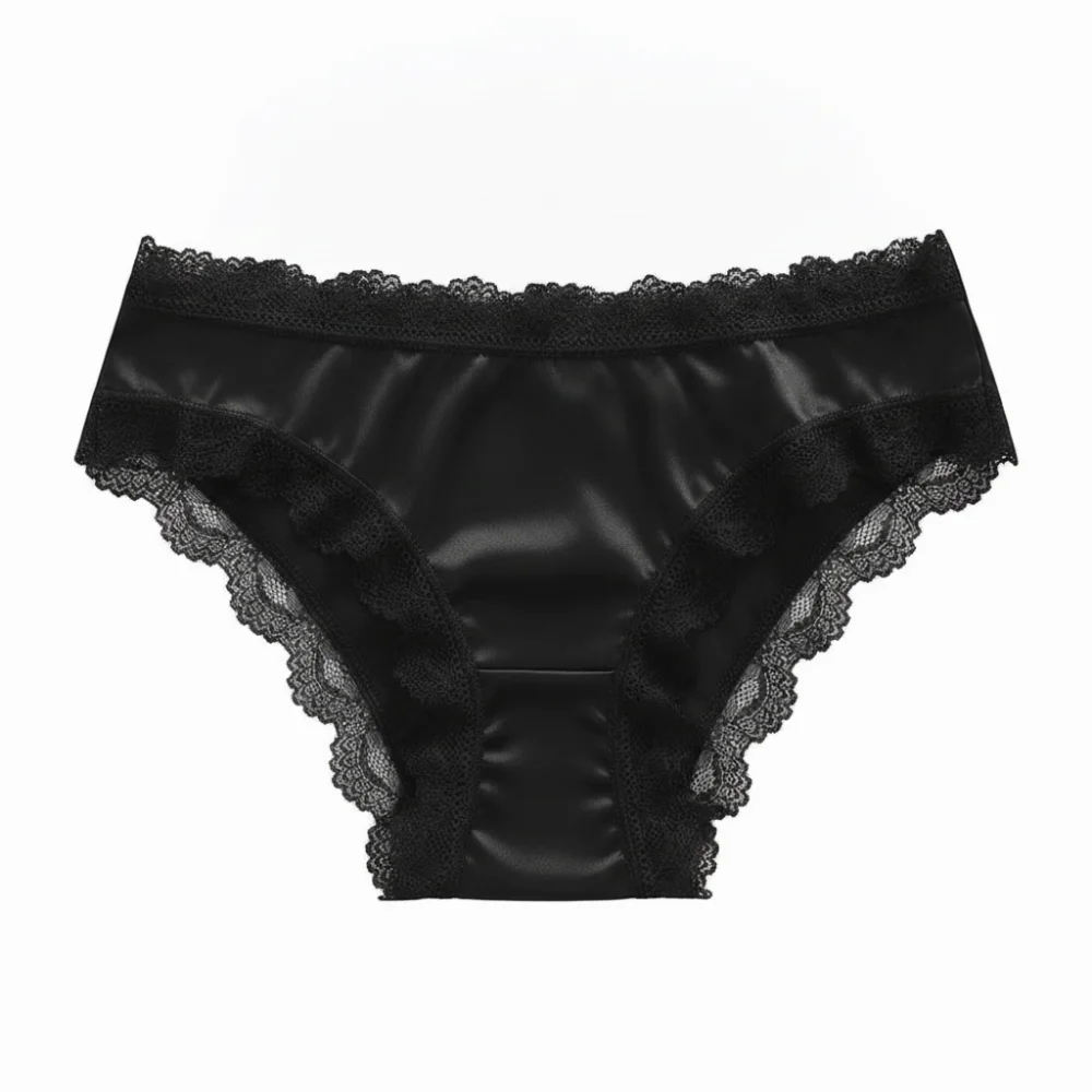 Soft Smooth Low Waist Satin Silk Briefs Seamless Lingerie Ladies' Underwear Thin Lace Bow Sweet Briefs Summmer