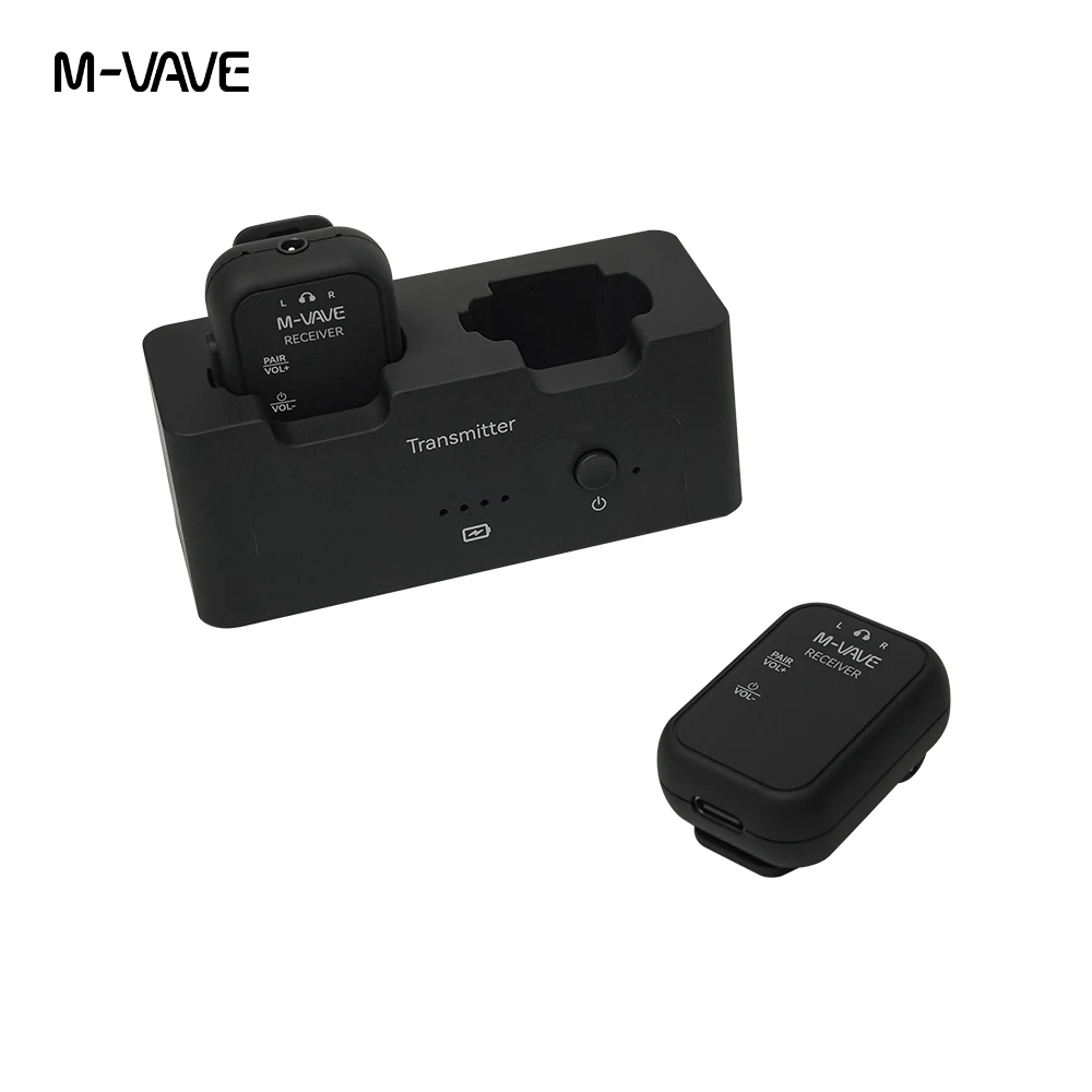 M-VAVE 4 Set WP-12 Drahtloses Kopfhörer-Monitorsystem 2,4 G wiederaufladbar 1 Sender 2 Empfänger Übertragung Stereo-Mono-Recorder