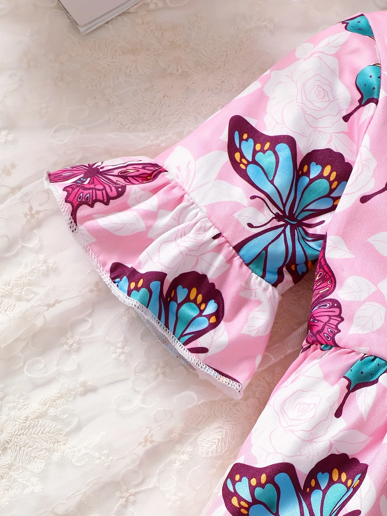 ملابس شتوية للفتيات الصغيرات، مجموعة ملابس جينز لطيفة على شكل فراشة