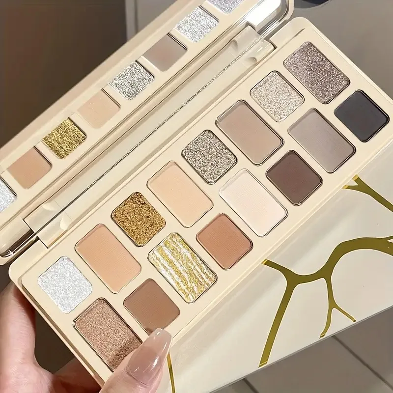 لوحة ظلال عيون كهرمانية مكونة من 16 لونًا، لمسة نهائية غير لامعة ولامعة باللون الأصفر والبني وألوان أرضية للمكياج المذهل مع مرآة #5