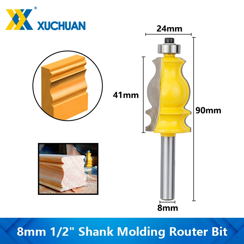 

8mm 1/2" Shank Special Moulding Handrail Architectural Cemented Carbide Molding Router Bit Trimming Cutter for Woodworking Tool