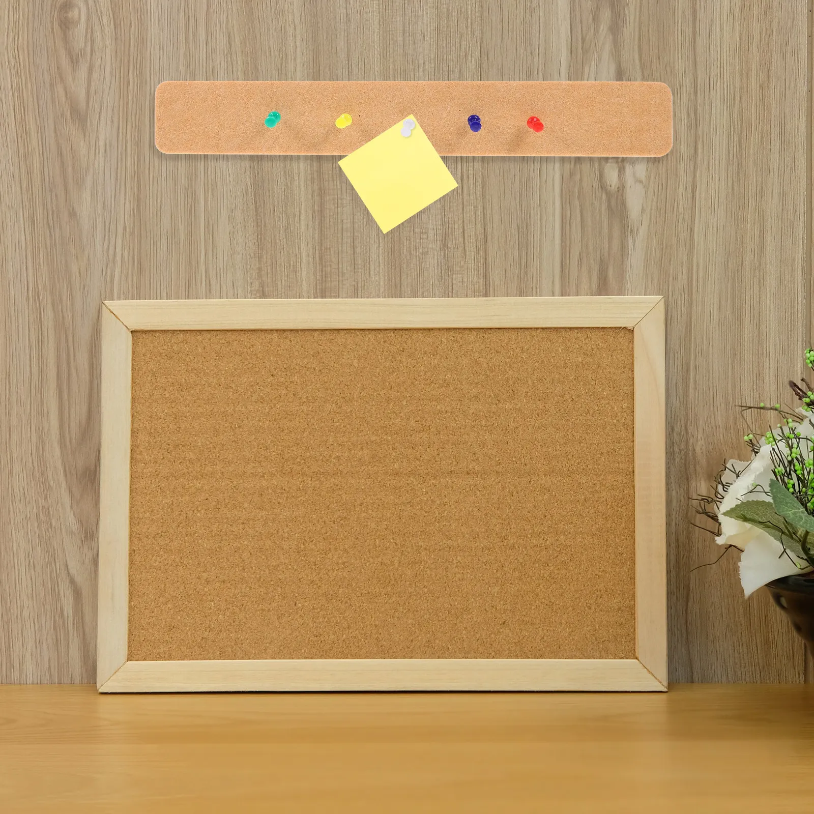 6Pcs Small Bulletin Board Strips Felt Wall Mounted Pin Board Strip Decorative Functional for Photos Notes Reminders Office Home