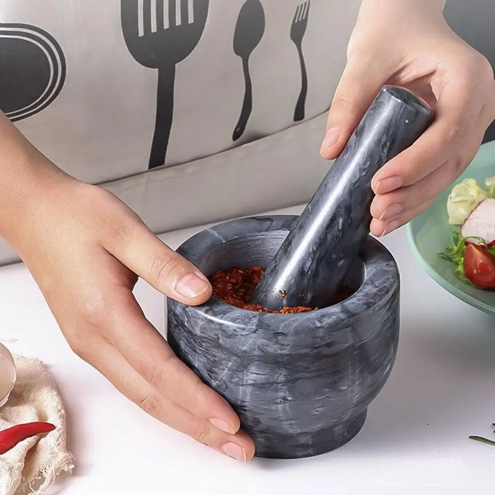 

Garlic Pounder Granite Chinese Bowl Body Pounding Garlic Resin Grinder Kitchen Marble Spices Crushed Spice D6T9