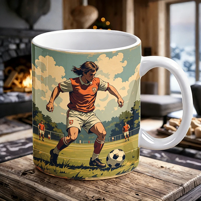 

Vintage Soccer Player Poster Classic 8aaaa Mug Coffee Cup Ceramic Cup with a bottle opener function of 2026 Major Football Event