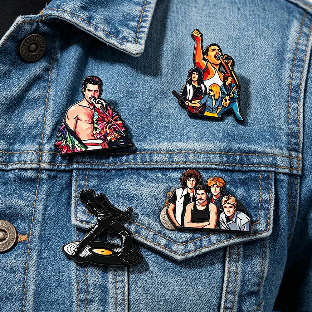 Vintage Brooch Pin - 4pcs Classic Rock Band Enamel Pins