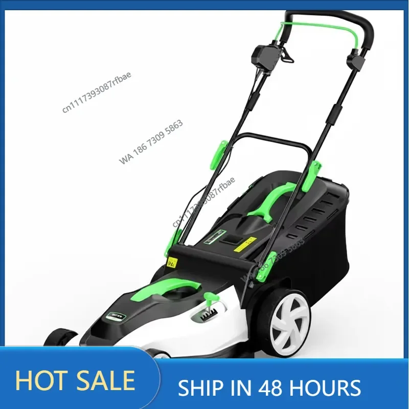 Industrial High-Power 2200W Electric Lawn Mower Tractor Hand-Pushed Lawn Trimmer 42cm Mowing Width Rear Grass Box Weeder
