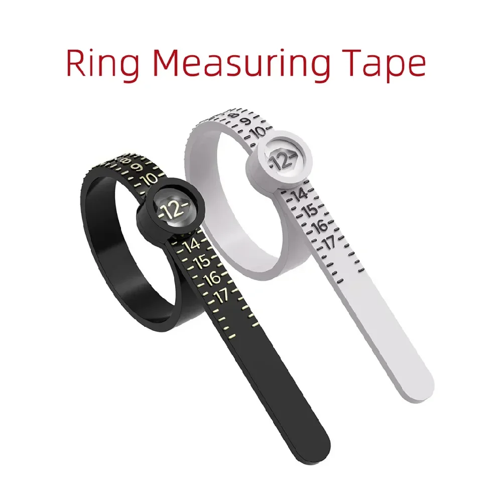 US/UK/EU/HK Größe Ring Lineal Ring Maßband Ring Messwerkzeug Ringförmige Spule Fingergröße Filter mit Lupe – Detail 1