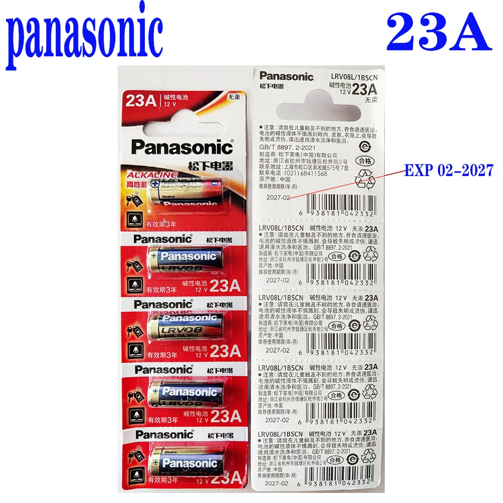 5 قطعة بطاريات باناسونيك القلوية 23A 12V 23A 12V 23GA A23S E23A EL12 MN21 V23GA البطارية