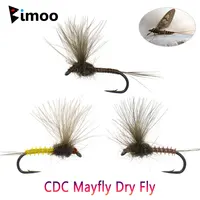 Bimoo 5/6PCS # 16 CDC ala de plumas mayfly mosca seca con púas cebo de insecto emergente Artificial para trucha Grayling señuelo de pesca de perca