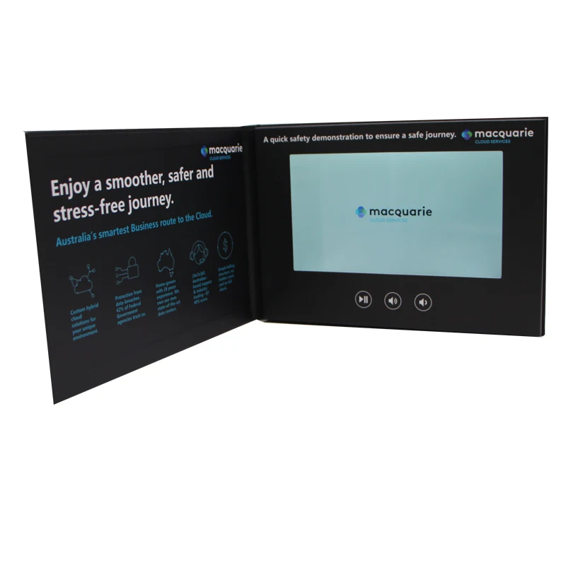 custom 7 inch  design  hardcover Digital Lcd Screen Video Brochure video card