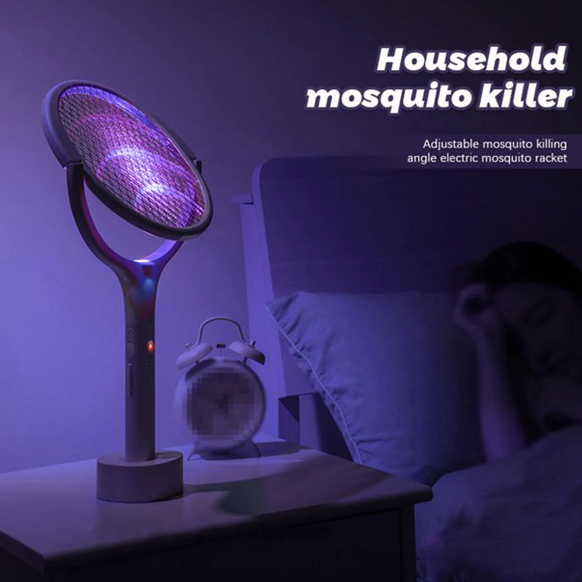 90 Degree Rotatable Electric Fly Swatter Lamp Electric shocker Rechargeable Fly Zapper Racket USB Charging Mosquito Fly Killer