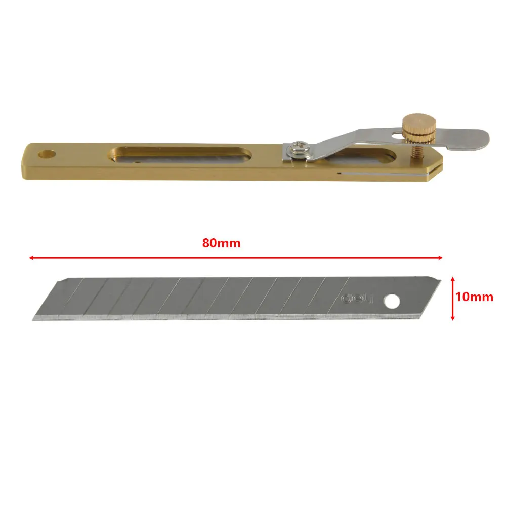 DIY Leather Handmade Brass Positioning Trimming Knife Utility Blade 80x9x0.4mm Trimming Scissors Leather Cutting Tools