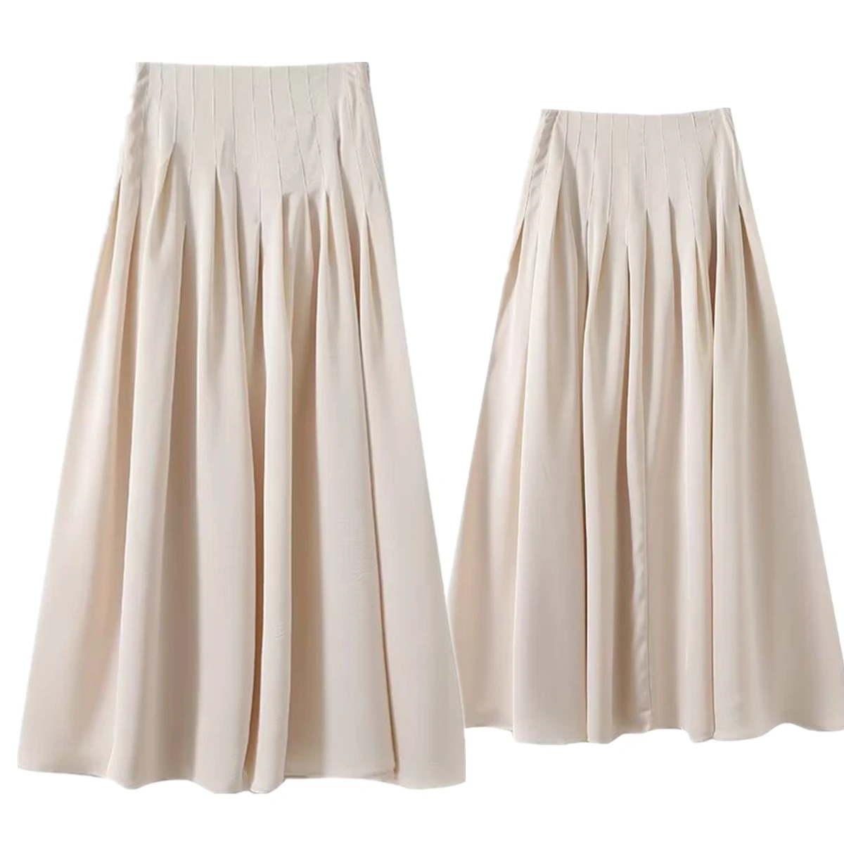 

Maxdutti Minimalist Women's Clothing Pleated Skirt Women French Elegant Commuting High Waist Skirts Casual MIDI Skirt
