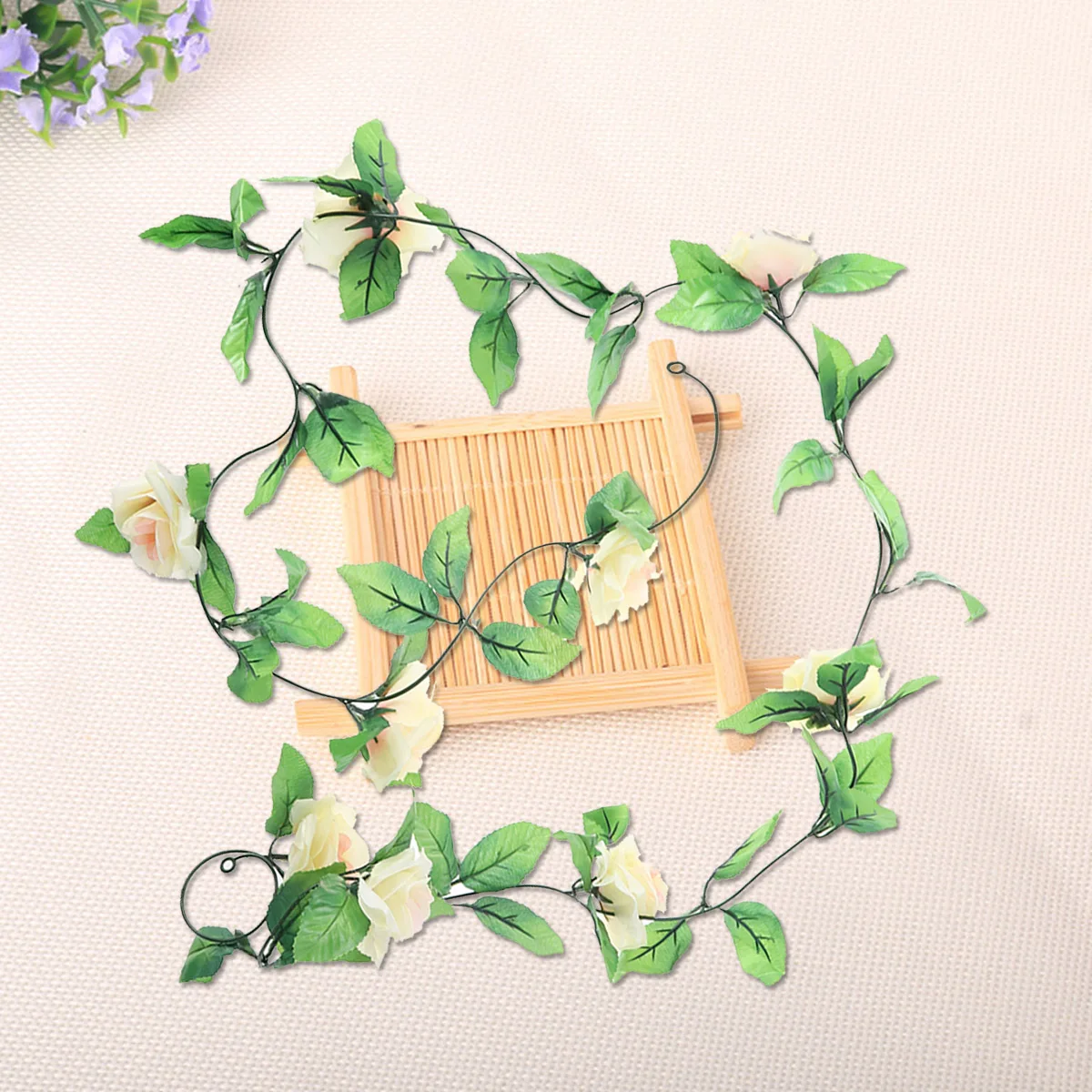 

2.4M Artificial Rose Flower Vine Realistic Garland for Wedding Home Decor Blue Hydrangea Eucalyptus Faux Plants Wall Door Mirror