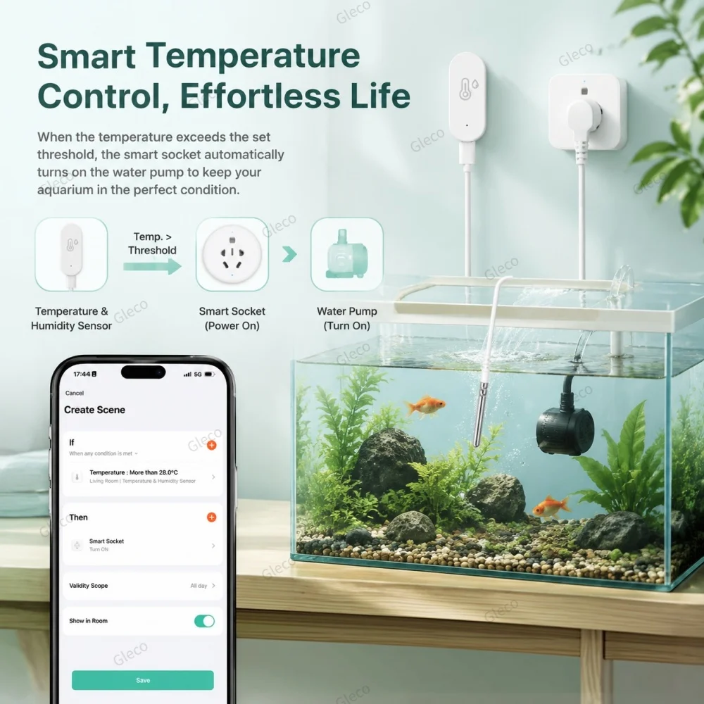 Zigbee Temperatur- und Feuchtigkeitssensor mit externer abnehmbarer Sonde, Thermometer TUYA 2MQTT, Fernüberwachung für Pflanzen, Aquarien, Pools – Detail 8