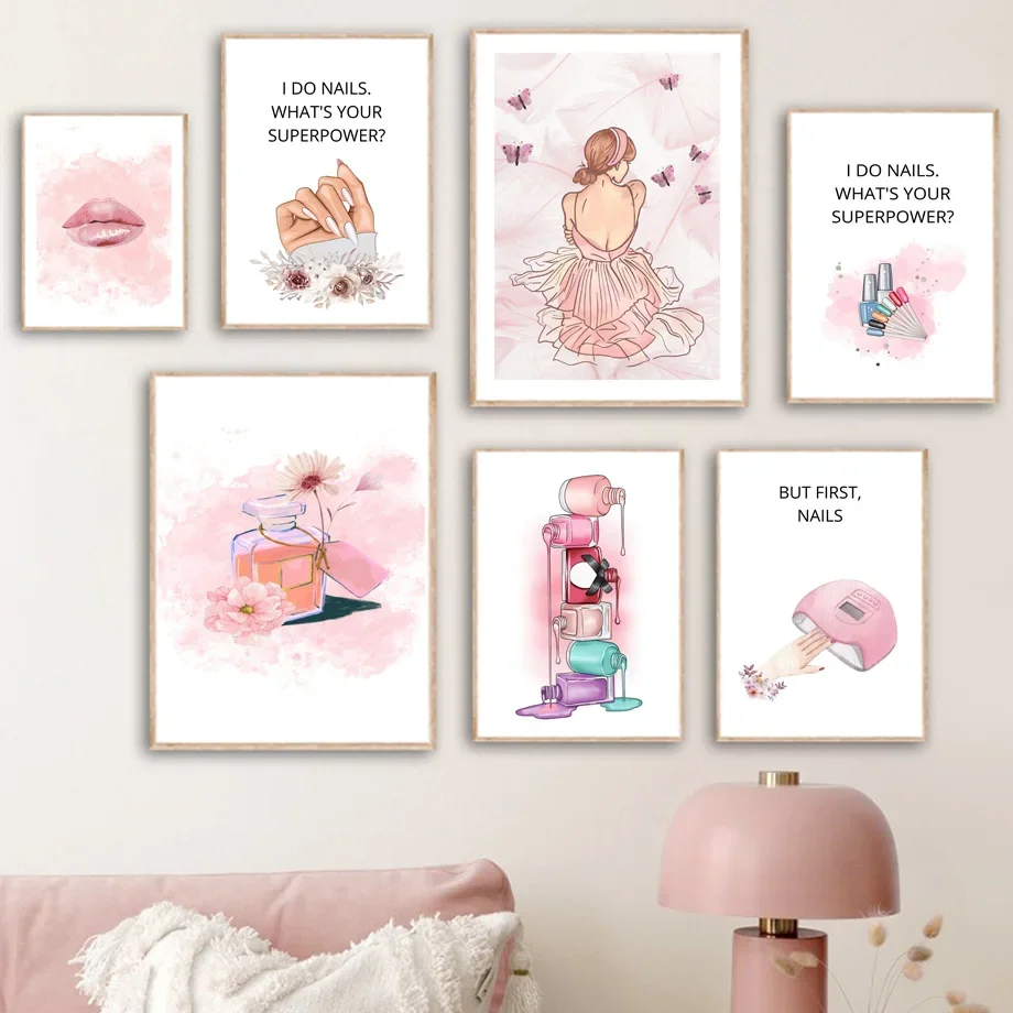 

Nails Light Lamp Polish Sexy Lip Girl Perfume Flowers Fashion Art Canvas Painting Posters Prints Wall Pictures Living Room Decor