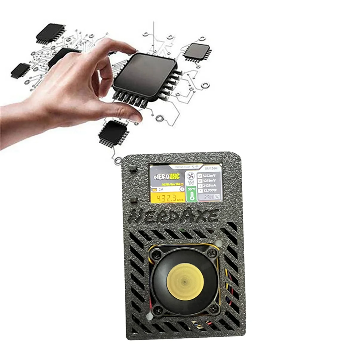 NerdAxe Miner avec écran, S19XP, BM1366, 500Gh/S, ASIC, Bitaxe, Micro-Miner, Loterie, Mining, Plug A