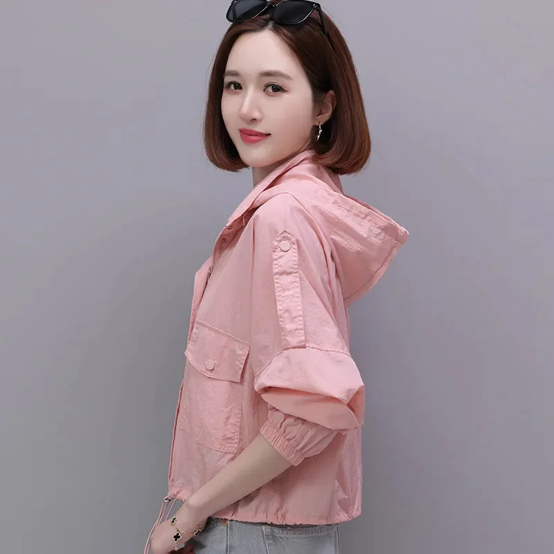 Manteau de Protection solaire pour femmes, nouvelle veste d'été à capuche, vêtements de Protection solaire, courte, respirante, Protection UV, vêtements d'extérieur fins, 2025