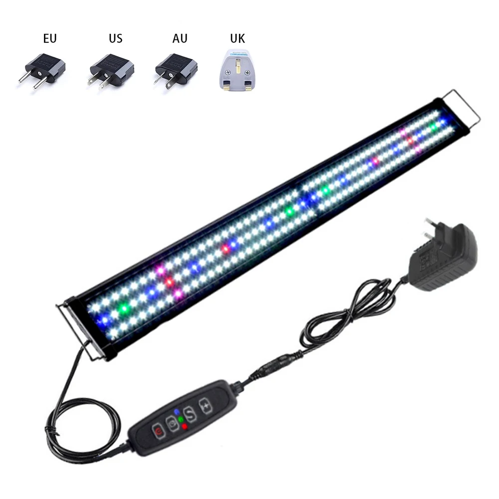 Full Spectrum LED Aquarium Light, 6W-25W, 30-120cm, Extendable Brackets, WRGB 7 Light 2 Modes, Timing , Fish Tank Plant Light