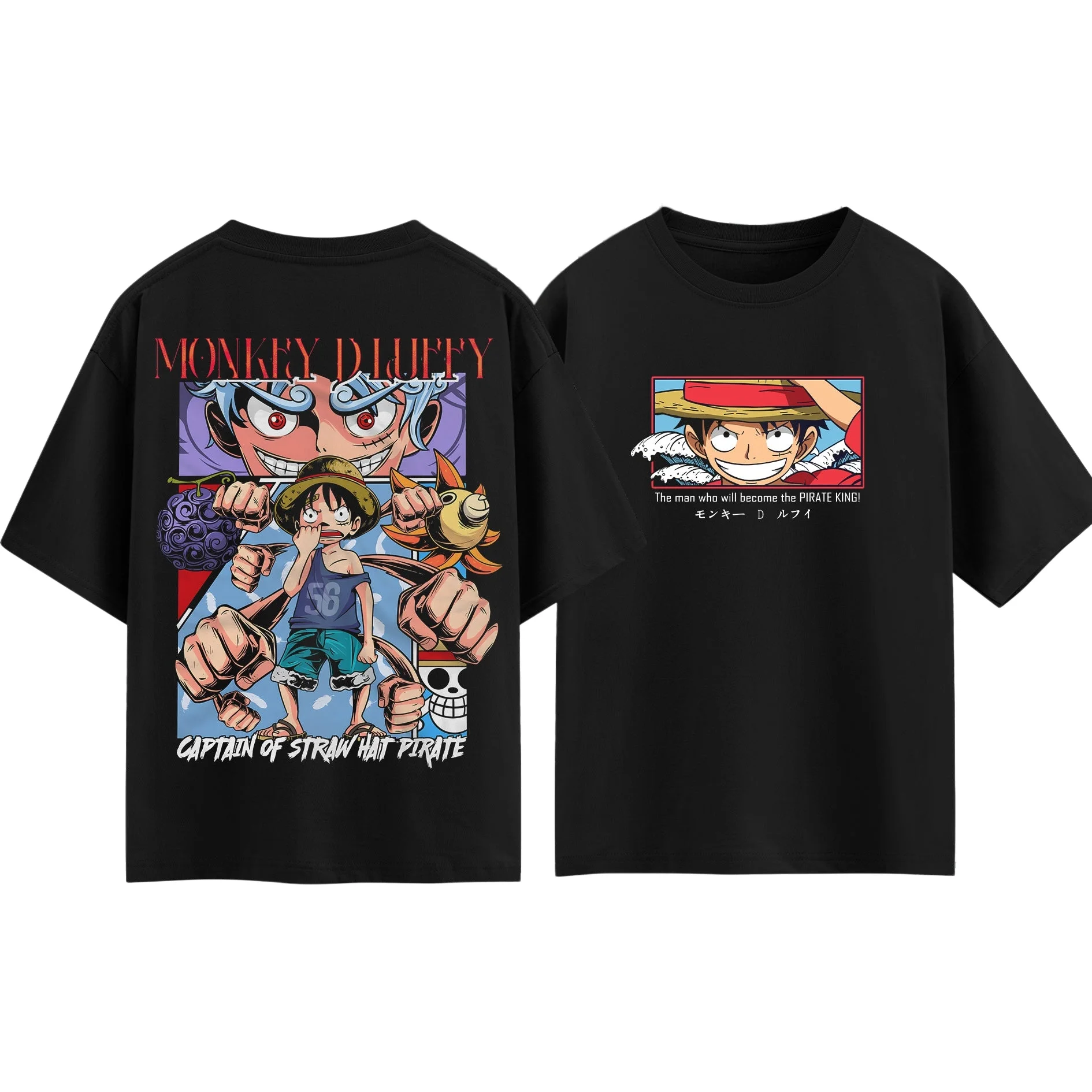 2026 Neues Heißes Sommer-Anime One Piece Nika Luffy Bedrucktes T-Shirt für Männer und Frauen Sommer Baumwollkleidung Atmungsaktive Anime-Fan-Oberteile