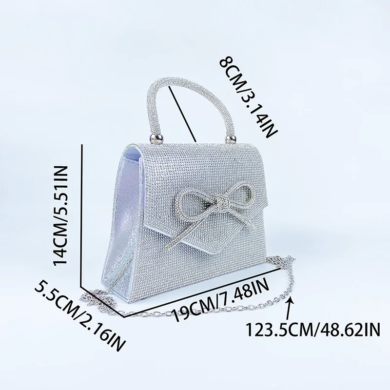 New niche design bow silver handbag bag European and American fashion retro chain dinner party shoulder cross-body bag