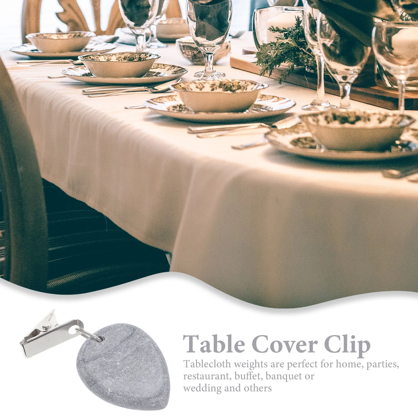 4 Pcs Drop Shape Marble Pendant Tablecloth Weights Delicate With Clips Oval Decorative Tablecloths