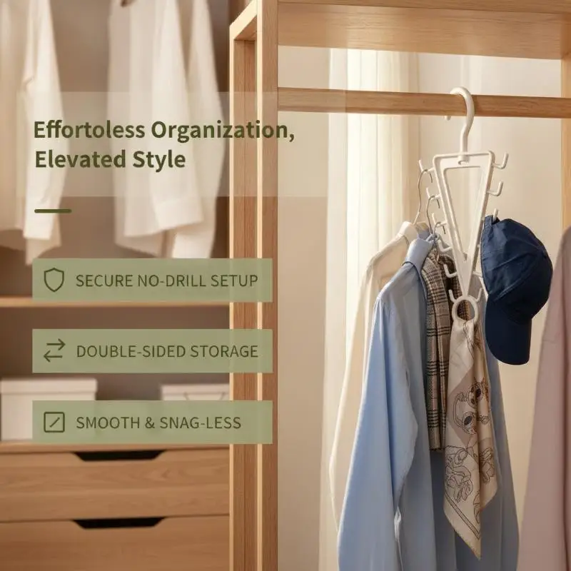 1/2 PCS V Shaped Clothes Hanger Organizer With 12 Hooks Large Capacity Perfect For Closet Storage Saves Space For Clothes Hats